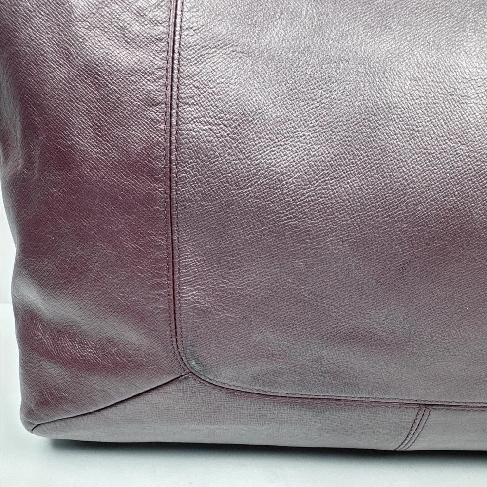 Coach Campbell Turnlock Leather Large Satchel Bag in Pearlized Plum/Brass